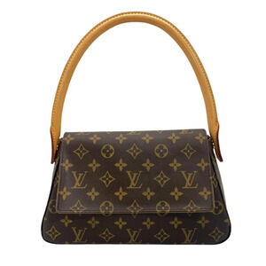 LOUIS VUITTON Authentic Brown Monogram Canvas Mini Looping Shoulder Bag